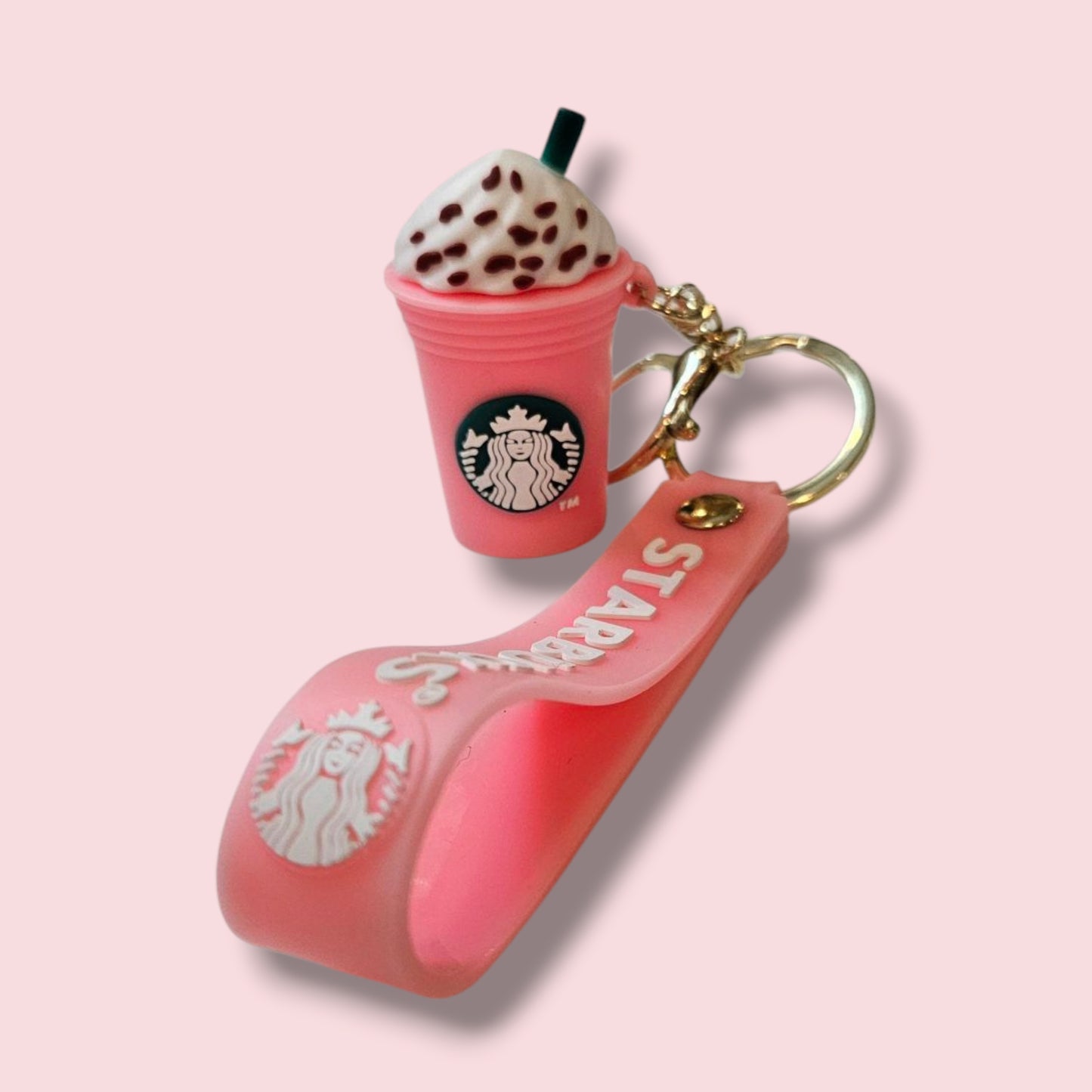 Pink Starbucks Coffee Sipper Keychain