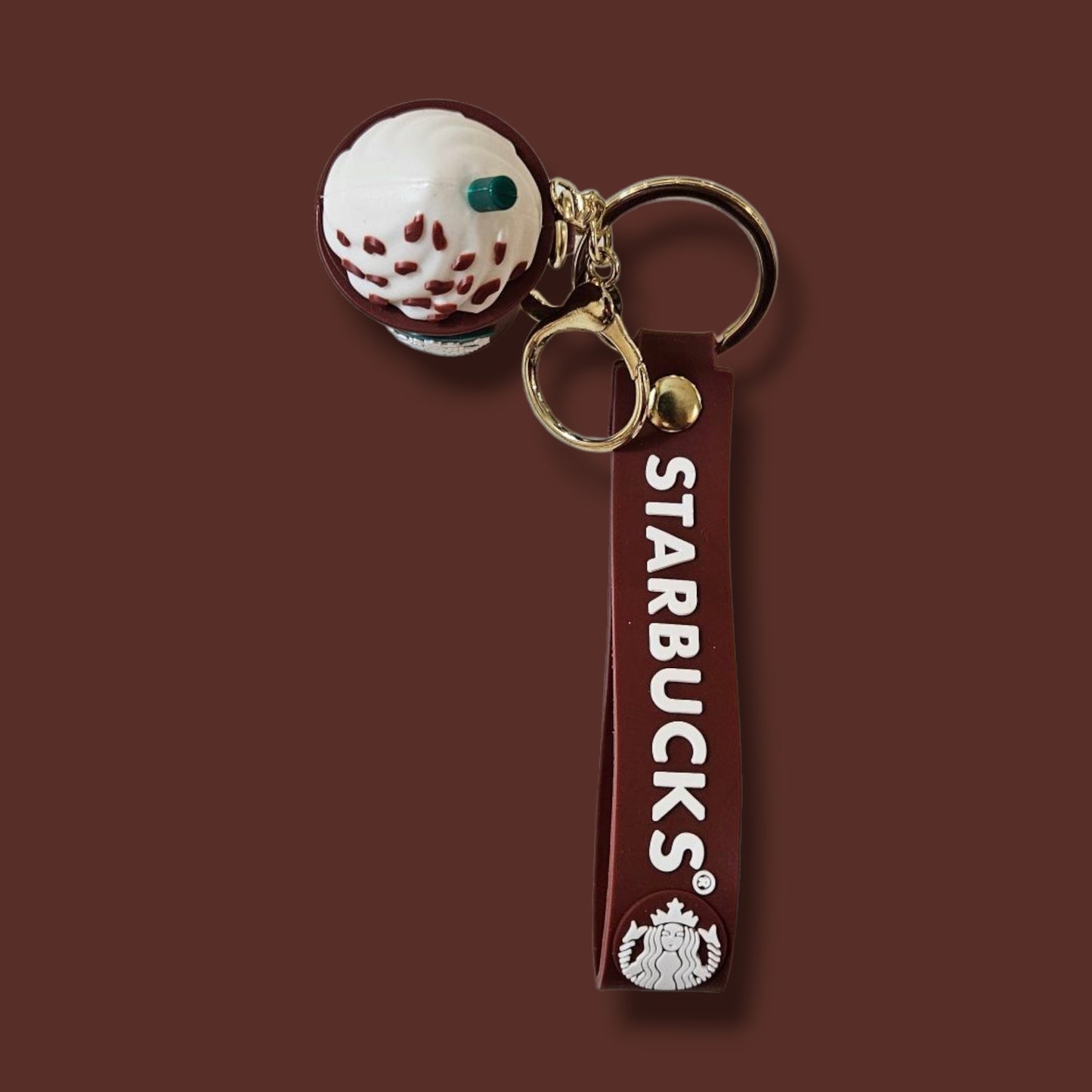 Brown Starbucks Coffee Sipper Keychain