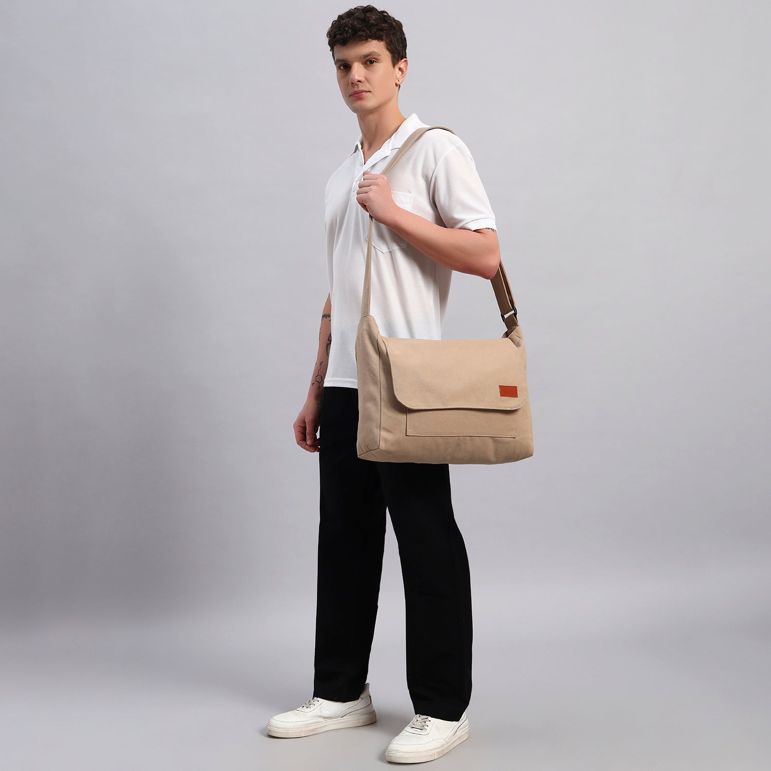 Beige Messenger Bag
